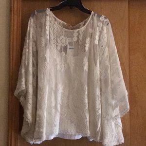 Gibson Latimer white lace kimono / underlay